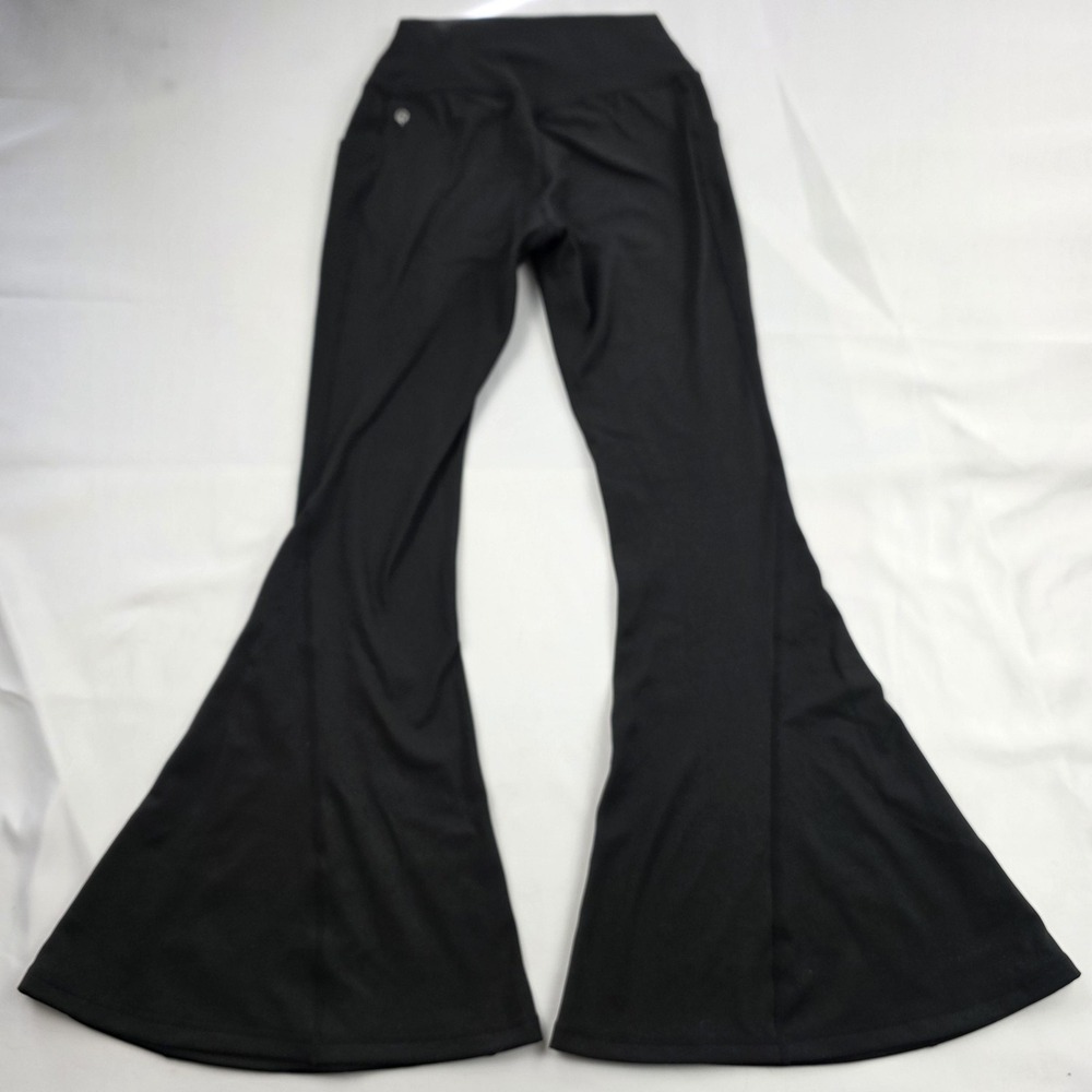 POPFLEX Leggings Womens Large Black High Rise 29" Flare Pockets Yoga Athletic
